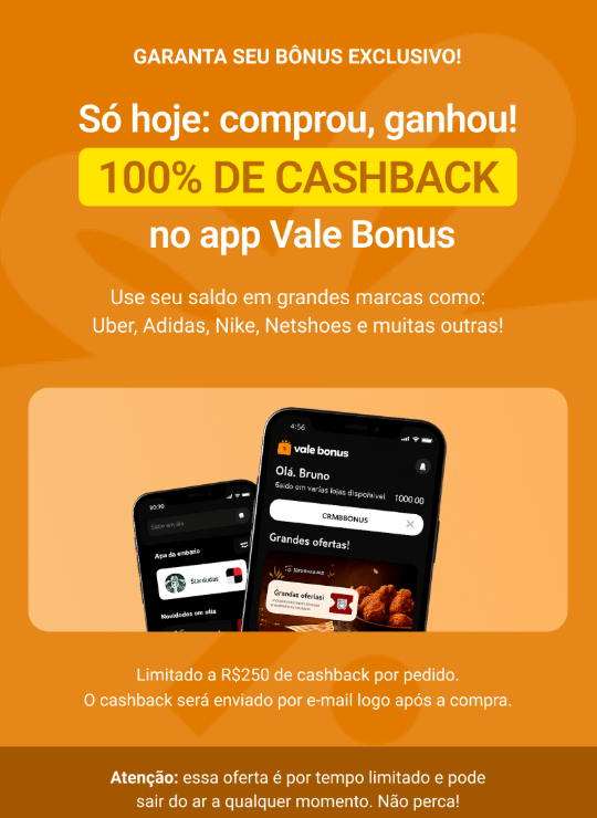 100% de cashback no app Vale Bonus — use em Uber, Adidas, Nike, Netshoes e muitas outras marcas